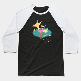 Mid Century Modern Atomic Vintage Retro Flamingo Baseball T-Shirt